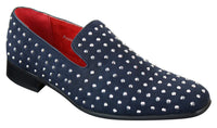 Zapatos mocasines de gamuza para hombre, sin cordones, con tachuelas plateadas, elegantes, informales, brillantes, para fiestas.