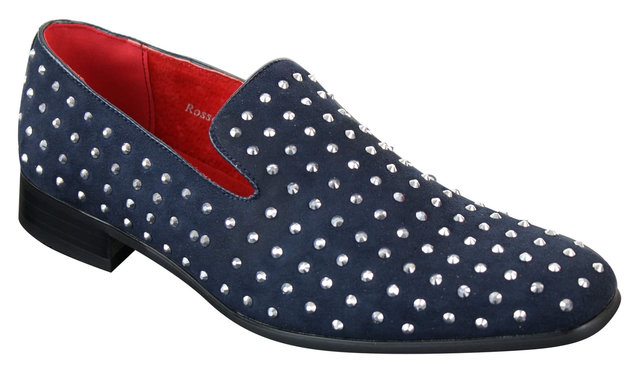 Zapatos mocasines de gamuza para hombre, sin cordones, con tachuelas plateadas, elegantes, informales, brillantes, para fiestas.