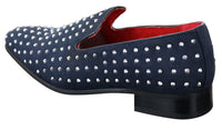 Zapatos mocasines de gamuza para hombre, sin cordones, con tachuelas plateadas, elegantes, informales, brillantes, para fiestas.