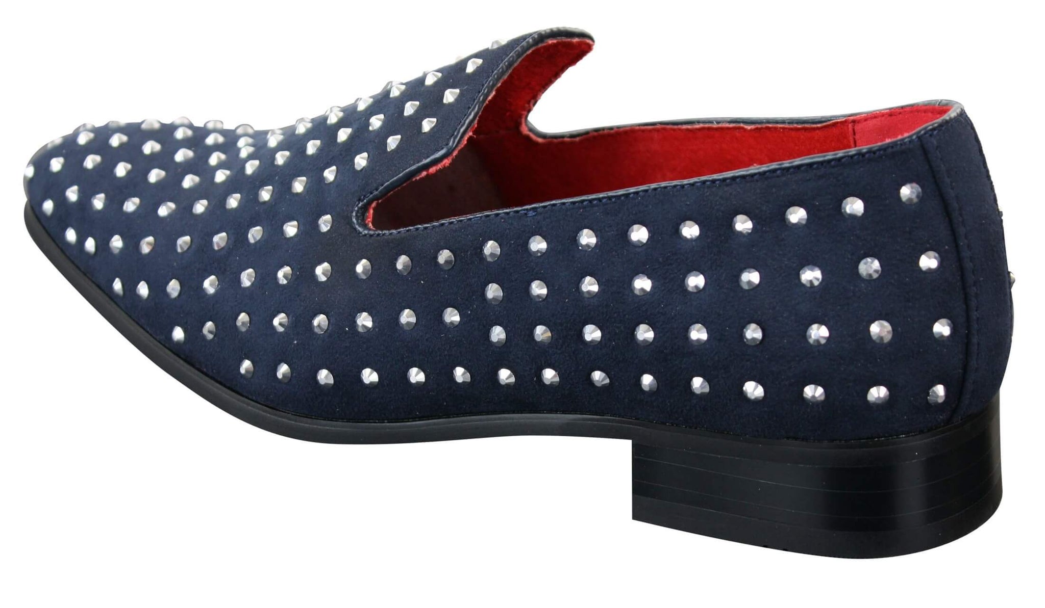 Zapatos mocasines de gamuza para hombre, sin cordones, con tachuelas plateadas, elegantes, informales, brillantes, para fiestas.