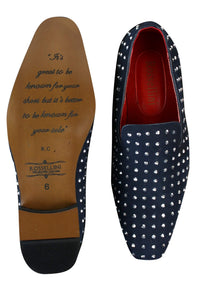 Zapatos mocasines de gamuza para hombre, sin cordones, con tachuelas plateadas, elegantes, informales, brillantes, para fiestas.