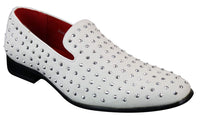 Zapatos mocasines de gamuza para hombre, sin cordones, con tachuelas plateadas, elegantes, informales, brillantes, para fiestas.