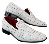 Zapatos mocasines de gamuza para hombre, sin cordones, con tachuelas plateadas, elegantes, informales, brillantes, para fiestas.