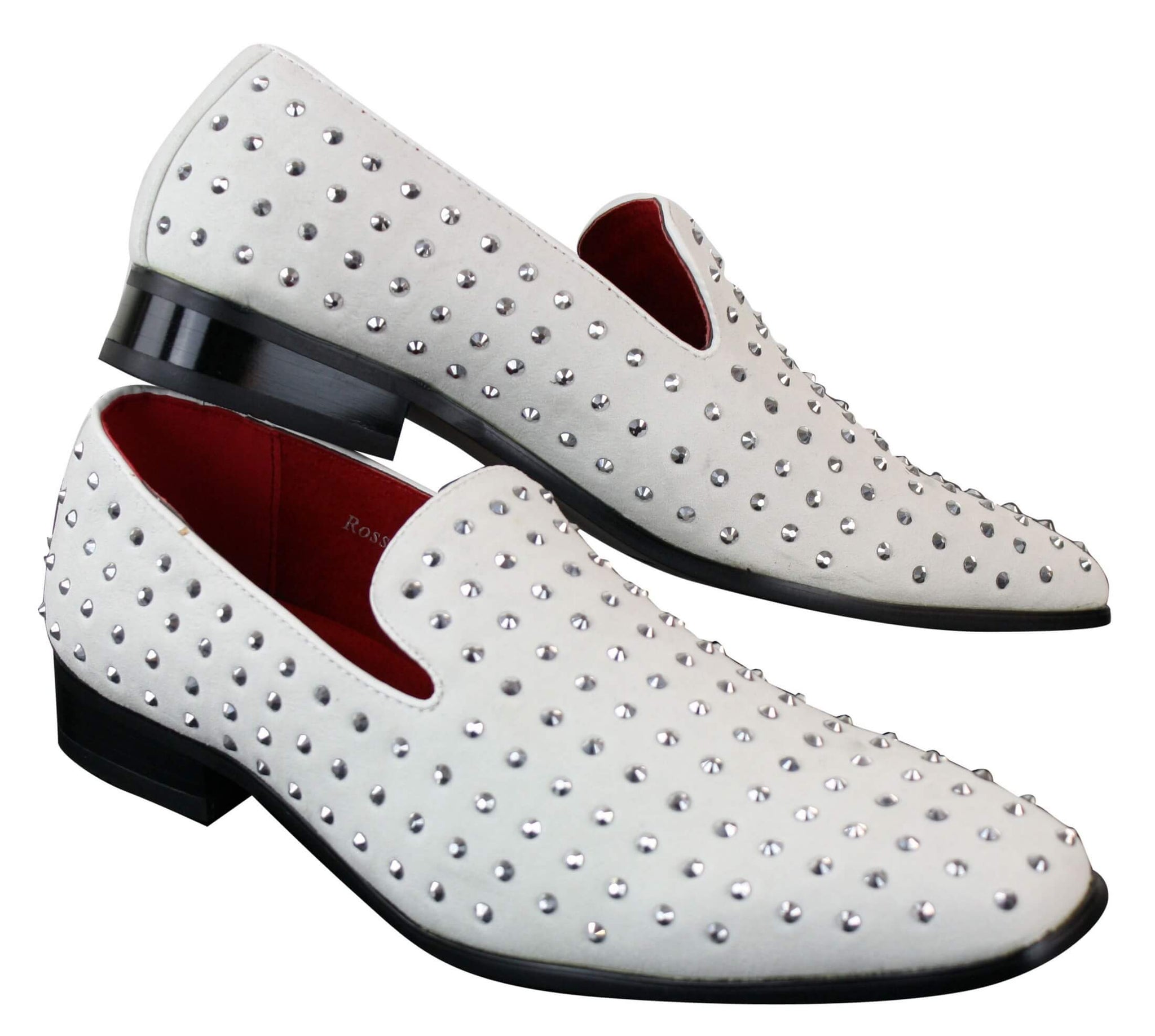 Zapatos mocasines de gamuza para hombre, sin cordones, con tachuelas plateadas, elegantes, informales, brillantes, para fiestas.