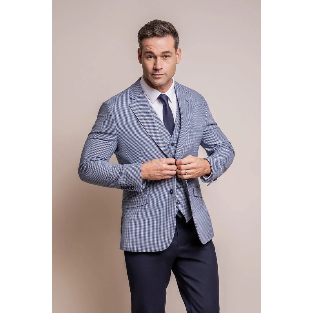 Baresi - Blazer de verano para hombre a cuadros azules