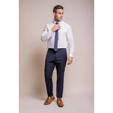 Baresi - Pantalones clásicos azul marino lisos para hombre