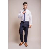 Baresi - Pantalones clásicos azul marino lisos para hombre