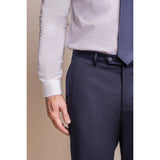 Baresi - Pantalones clásicos azul marino lisos para hombre