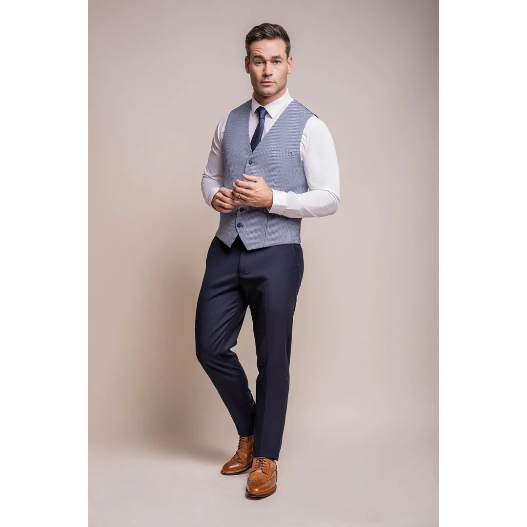 Baresi - Chaleco de cuadros azul claro para hombre