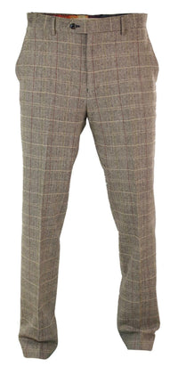 Pantalones de hombre estilo Peaky Blinders de tweed con estampado de espiga y cuadros, de lana, estilo vintage clásico.