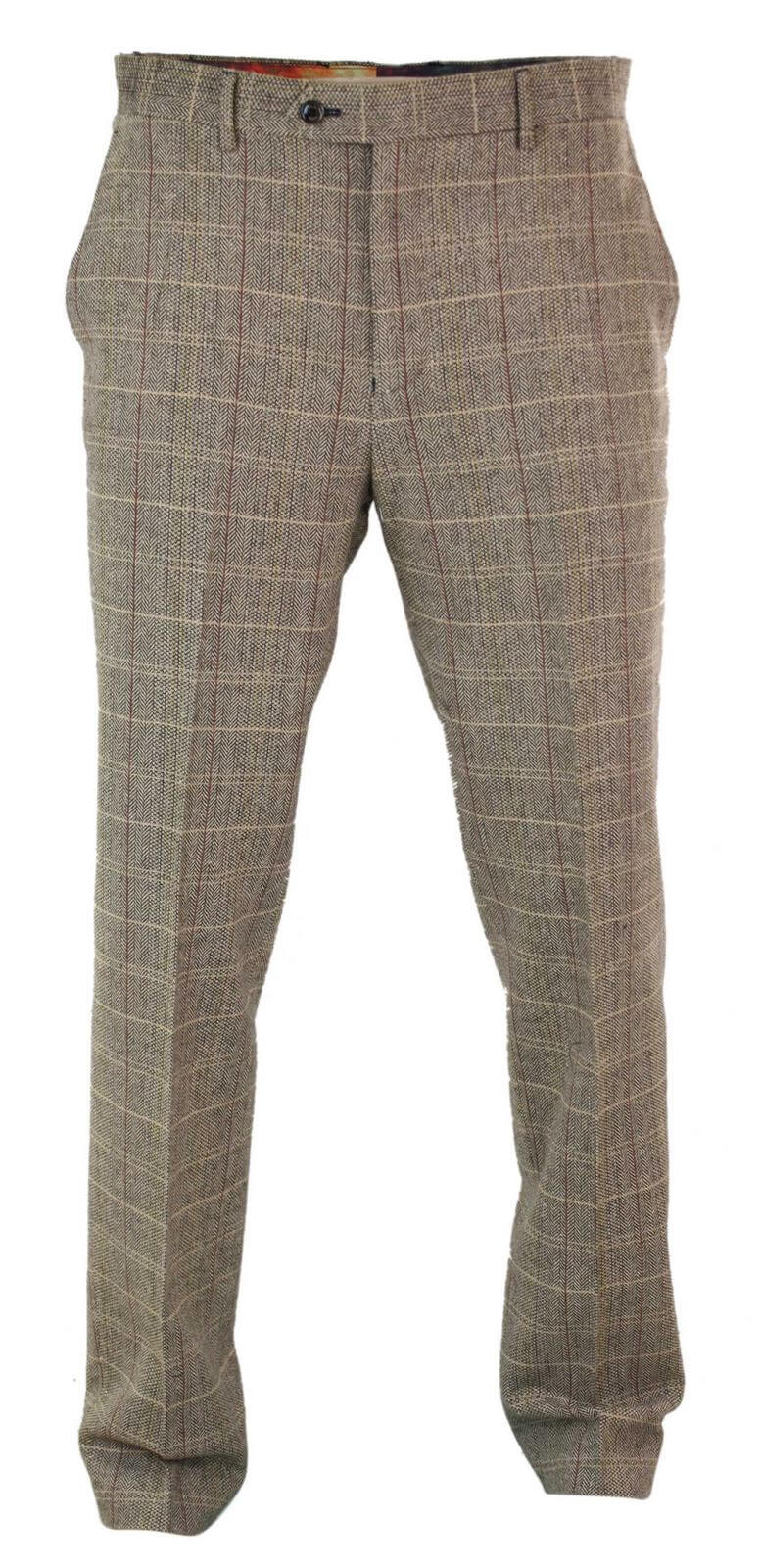 Pantalones de hombre estilo Peaky Blinders de tweed con estampado de espiga y cuadros, de lana, estilo vintage clásico.