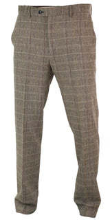 Pantalones de hombre estilo Peaky Blinders de tweed con estampado de espiga y cuadros, de lana, estilo vintage clásico.