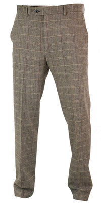 Pantalones de hombre estilo Peaky Blinders de tweed con estampado de espiga y cuadros, de lana, estilo vintage clásico.
