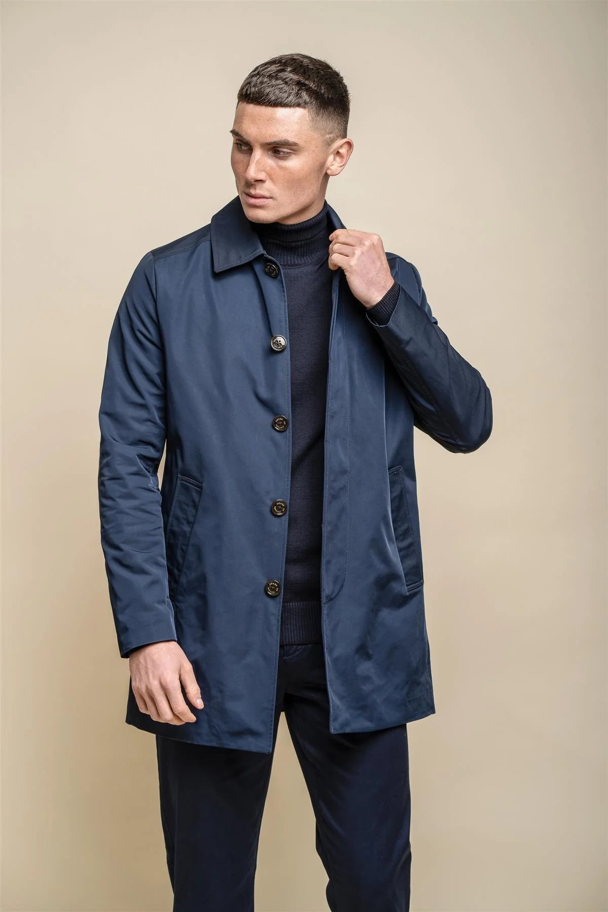 Barracuda - Gabardina clásica ligera para hombre, color azul marino
