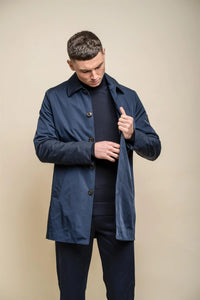 Barracuda - Gabardina clásica ligera para hombre, color azul marino