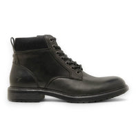 Beau - Botas Chelsea de piel negra con cordones y cremallera lateral para hombre