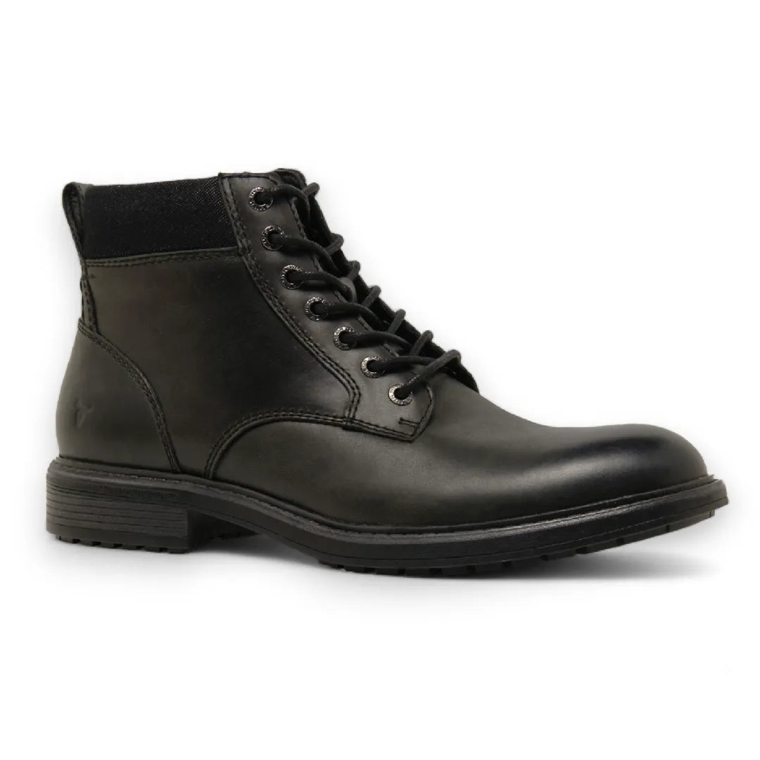 Beau - Botas Chelsea de piel negra con cordones y cremallera lateral para hombre