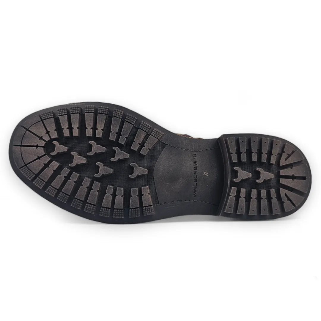 Beau - Botas Chelsea de piel marrón con cordones y cremallera lateral para hombre