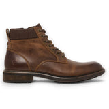 Beau - Botas Chelsea de piel marrón con cordones y cremallera lateral para hombre