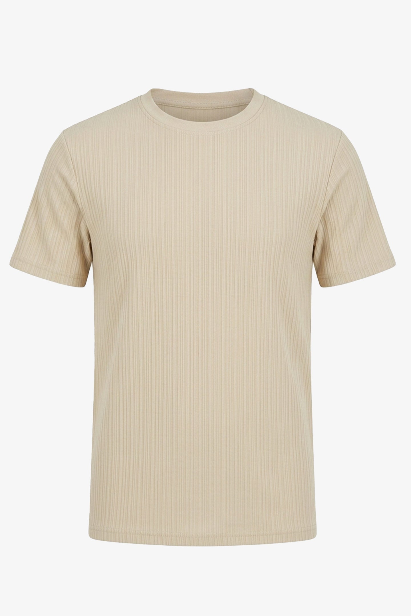 Camiseta clásica beige acanalada para hombre