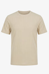 Camiseta clásica beige acanalada para hombre
