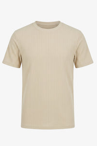 Camiseta clásica beige acanalada para hombre