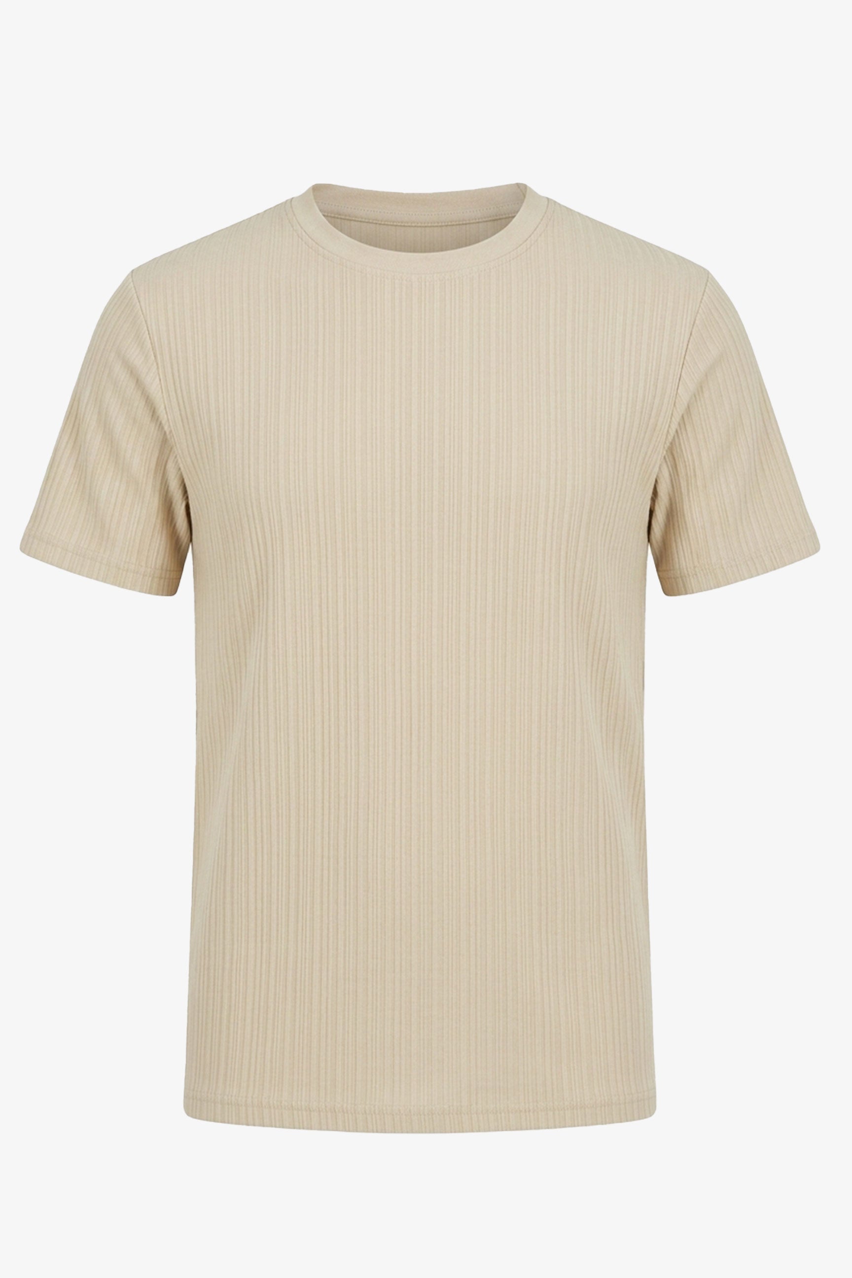 Camiseta clásica beige acanalada para hombre