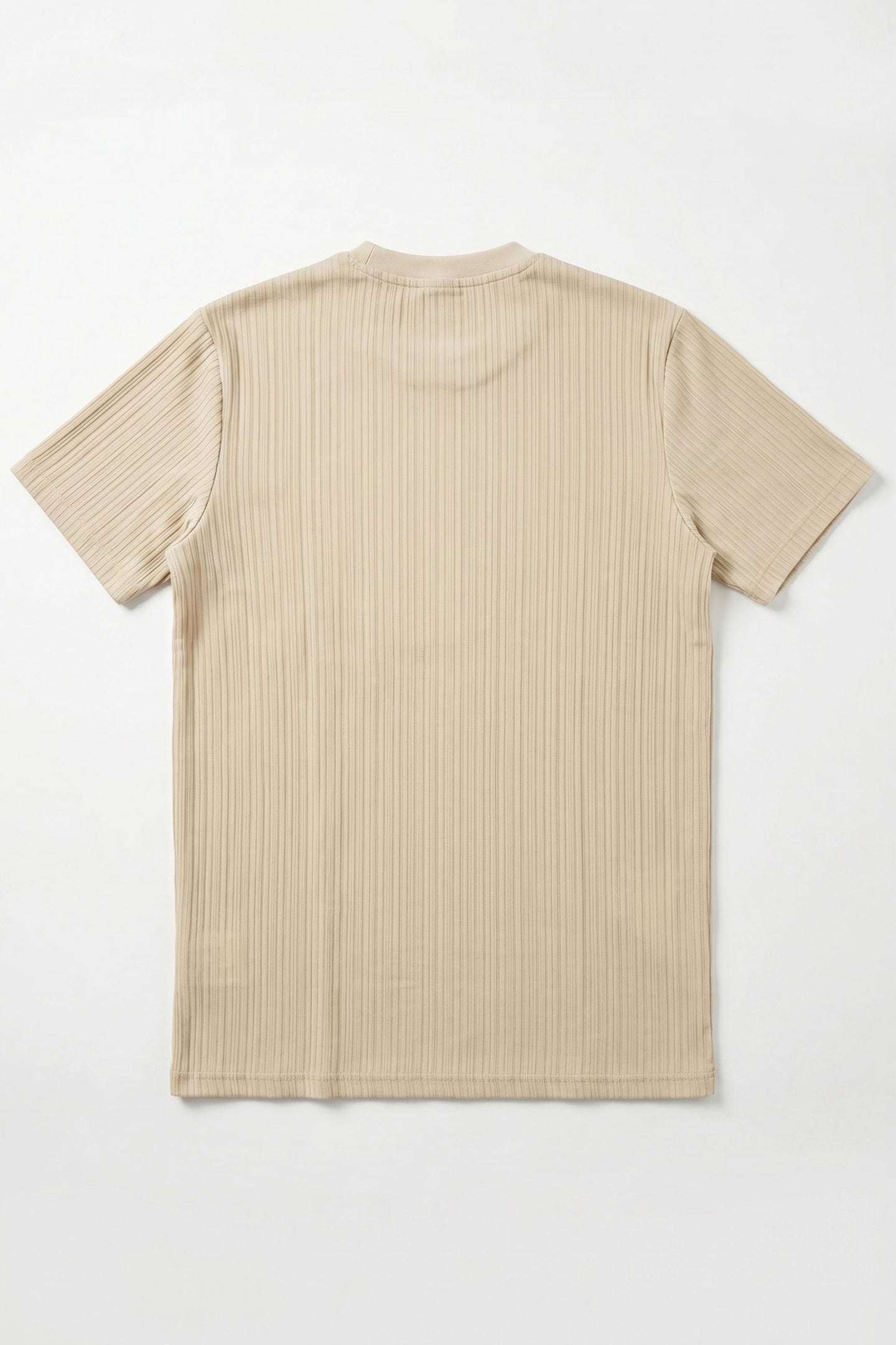 Camiseta clásica beige acanalada para hombre