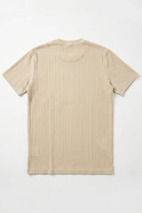 Camiseta clásica beige acanalada para hombre