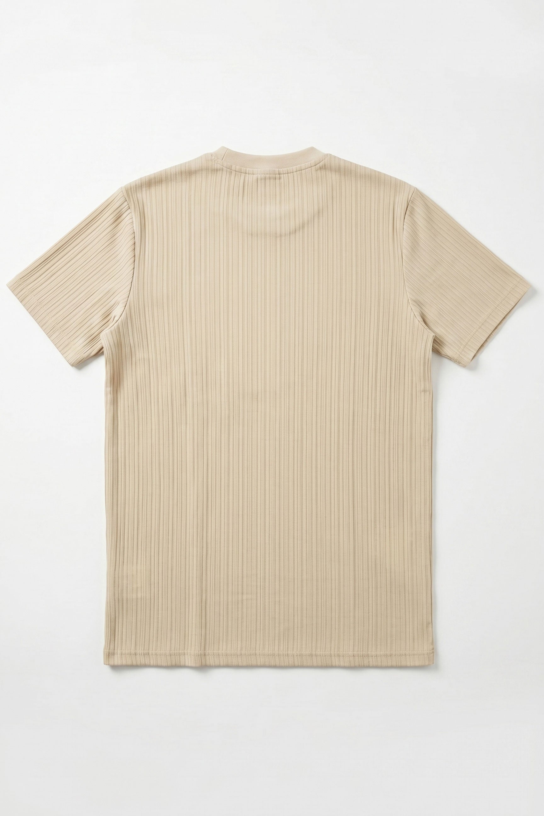 Camiseta clásica beige acanalada para hombre