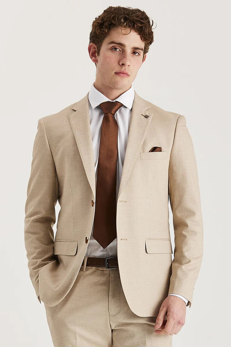 Belmont - Blazer beige de corte entallado para hombre