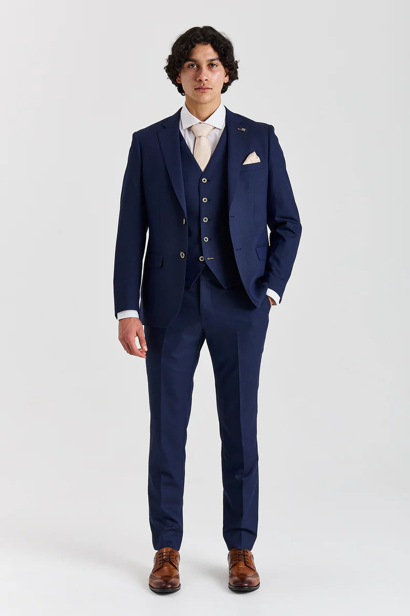 Belmont - Traje clásico de boda de 3 piezas azul marino para hombre