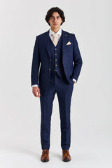 Belmont - Traje clásico de boda de 3 piezas azul marino para hombre