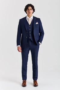 Belmont - Traje clásico de boda de 3 piezas azul marino para hombre
