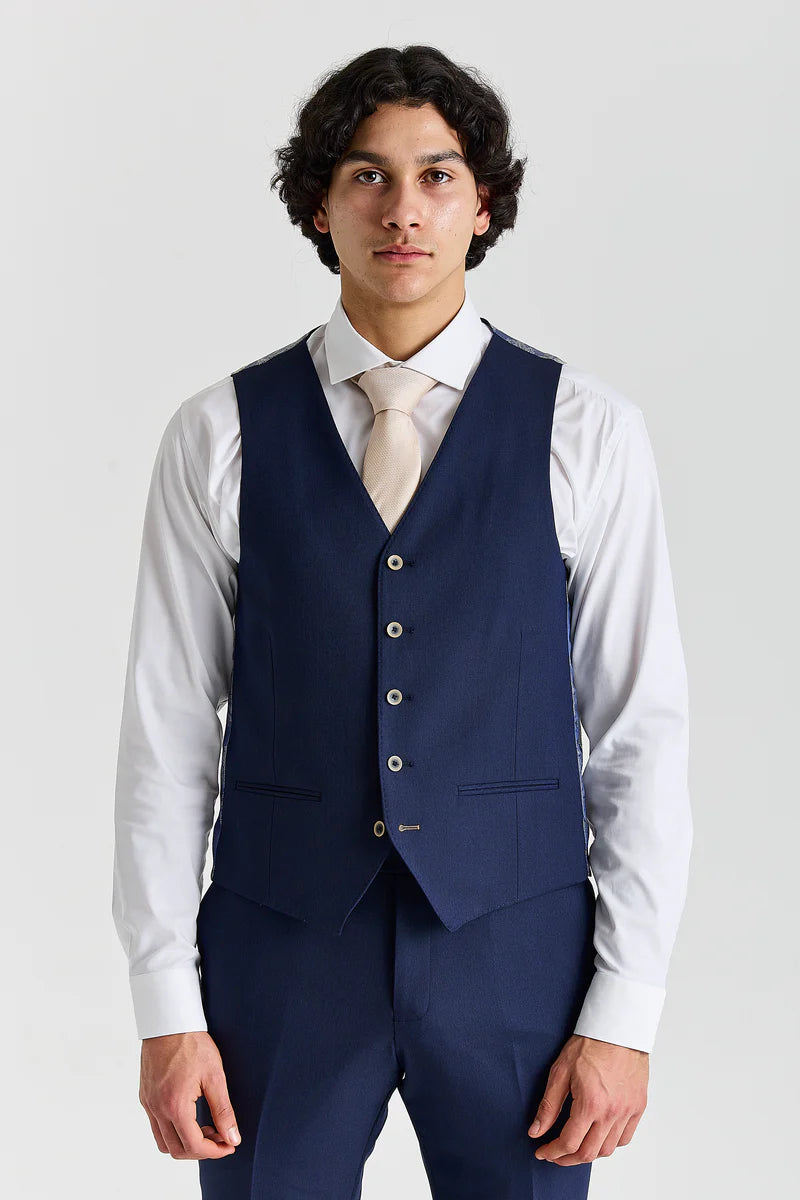 Belmont - Traje clásico de boda de 3 piezas azul marino para hombre