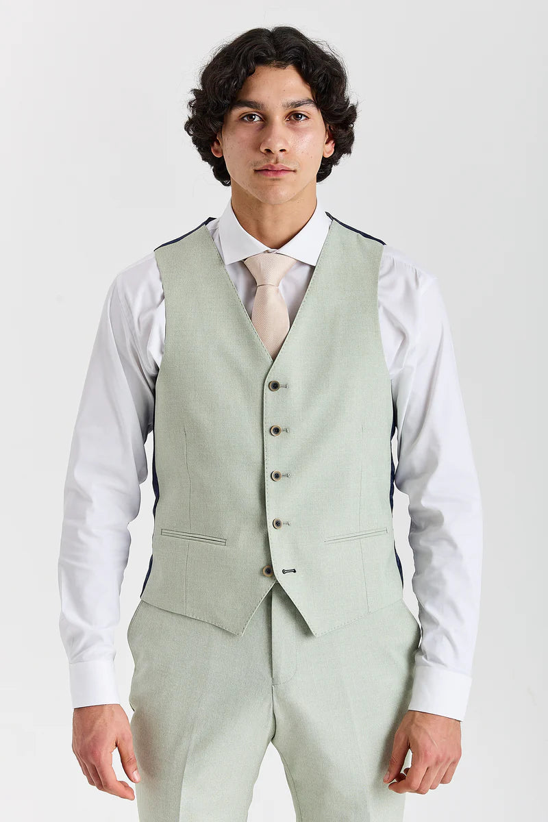 Belmont - Traje de boda de 3 piezas en color verde salvia para hombre