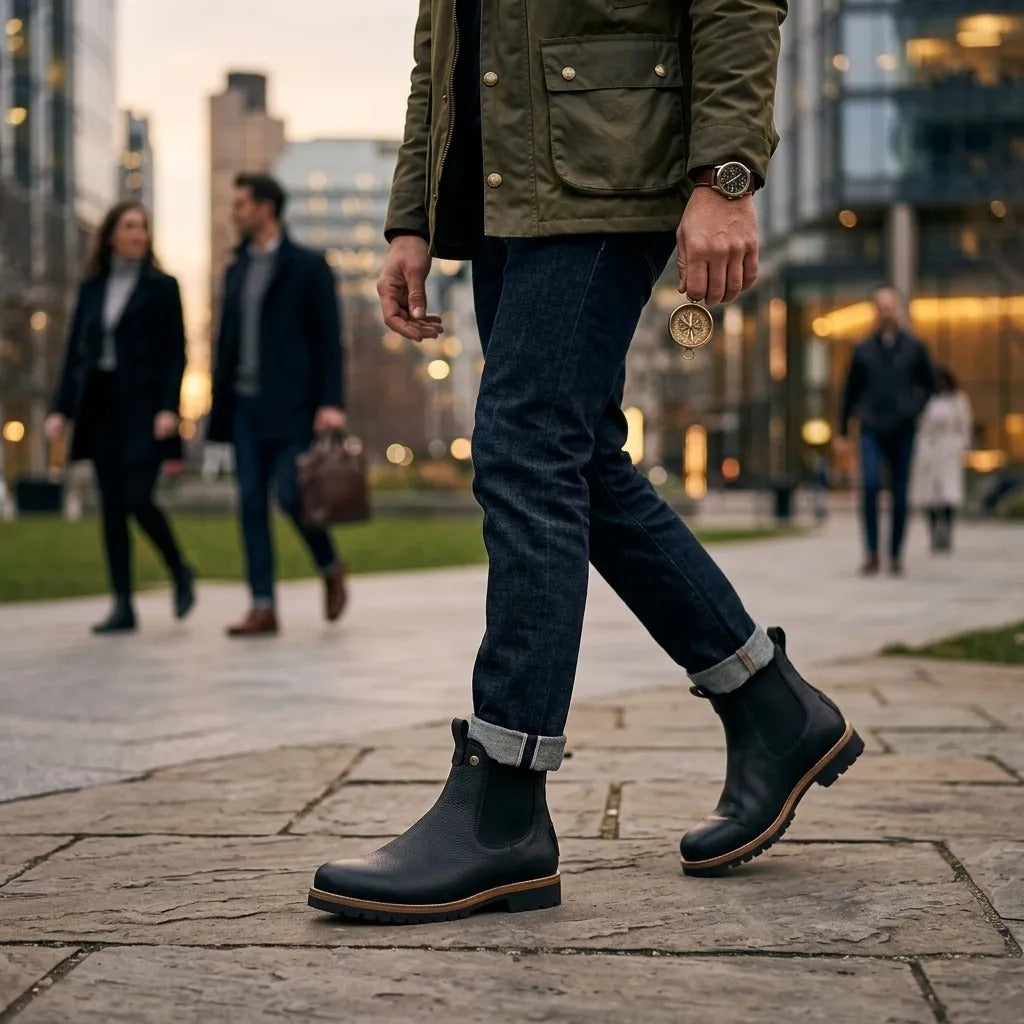 Beny Igloo C1 - Botas Chelsea de piel impermeables negras para hombre
