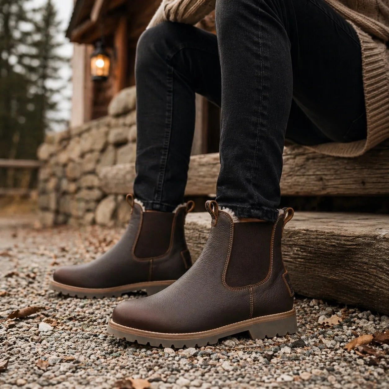 Beny Igloo C2 - Botas Chelsea de piel impermeables marrones para hombre