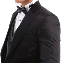 Traje de etiqueta formal de 3 piezas para hombre, negro, para bodas, graduaciones y fiestas. Pajarita de satén.