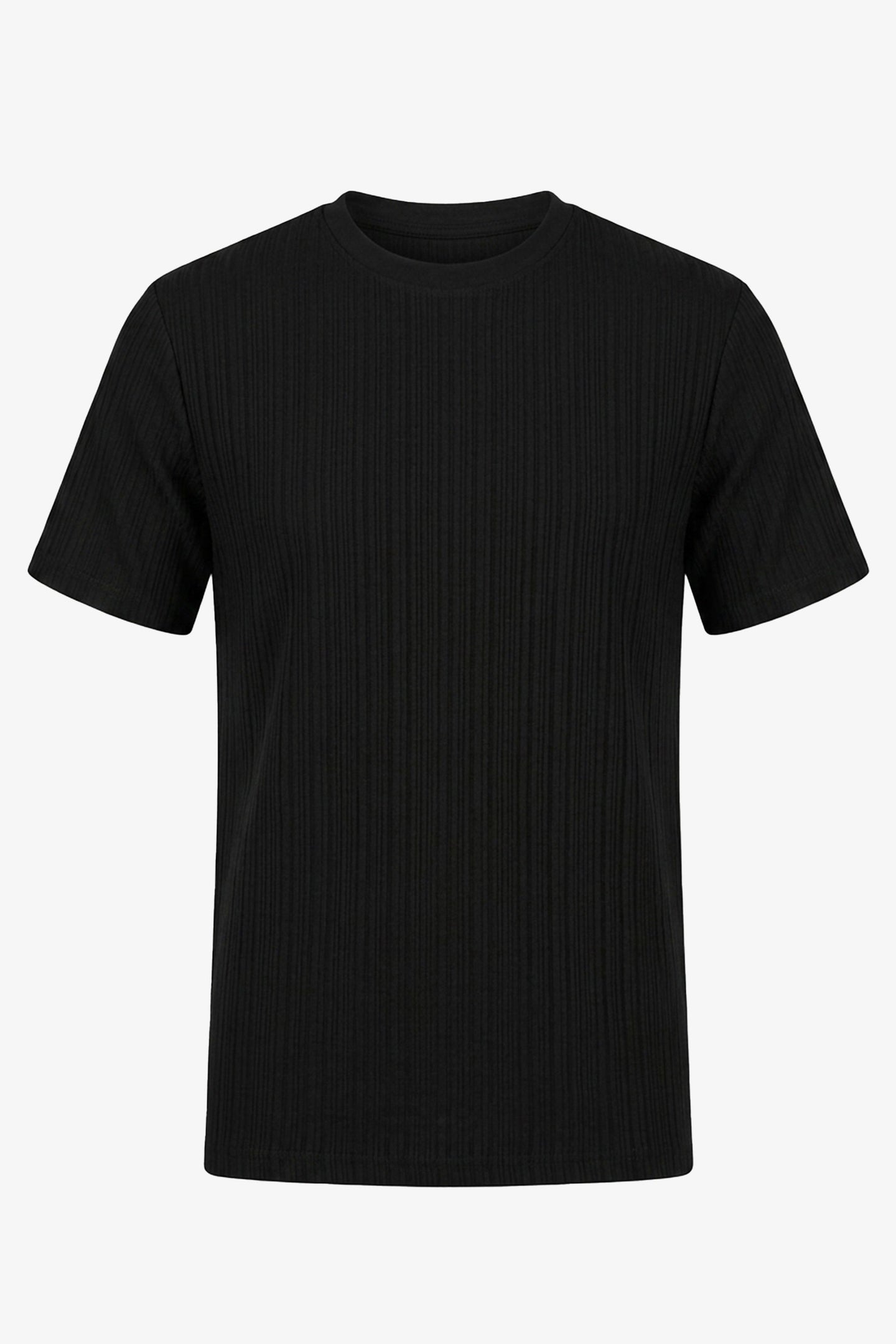 Camiseta clásica negra acanalada para hombre