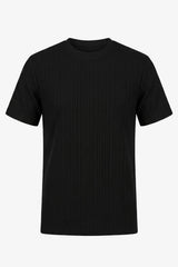 Camiseta clásica negra acanalada para hombre