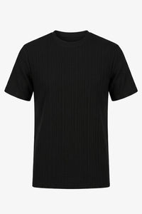 Camiseta clásica negra acanalada para hombre