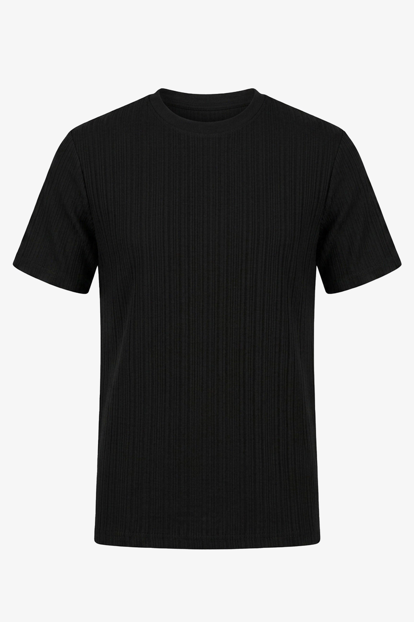 Camiseta clásica negra acanalada para hombre