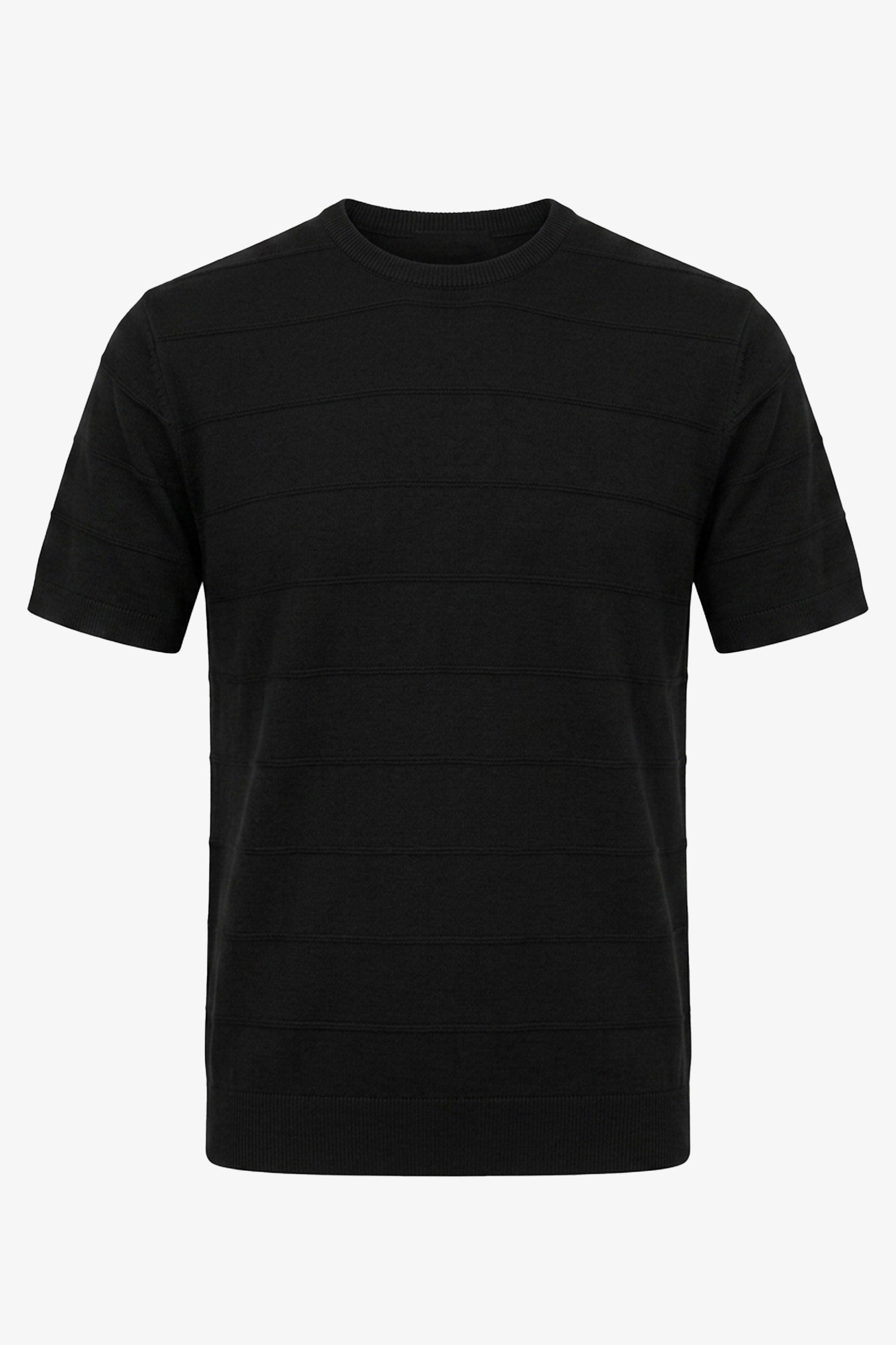 Camiseta de punto texturizada negra para hombre