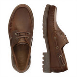 Botines bajos de piel marrón impermeables Boat C5 para hombre.