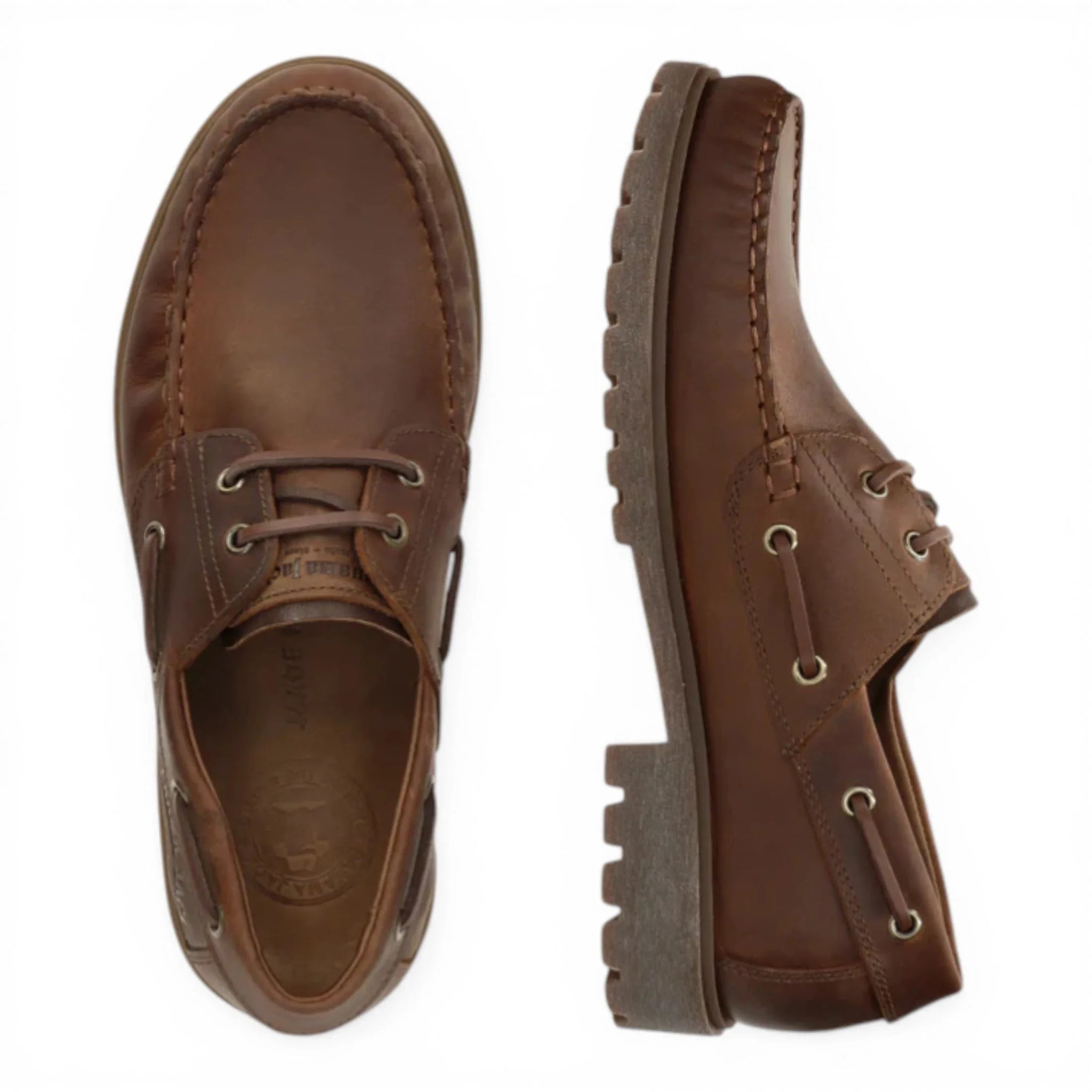 Botines bajos de piel marrón impermeables Boat C5 para hombre.
