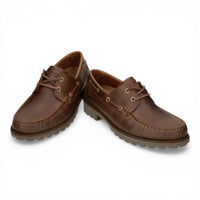Botines bajos de piel marrón impermeables Boat C5 para hombre.