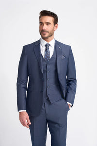 Bond - Blazer de corte entallado a cuadros azul marino para hombre