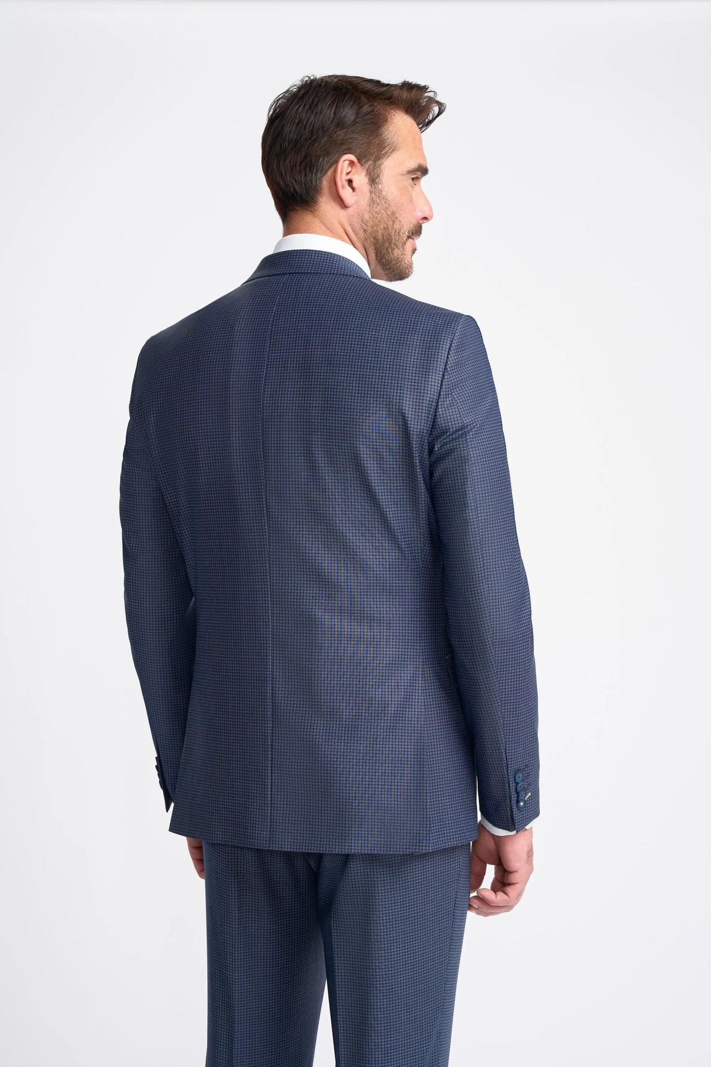 Bond - Blazer de corte entallado a cuadros azul marino para hombre