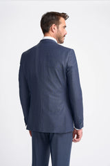 Bond - Traje de tres piezas a cuadros azul marino para hombre, corte entallado